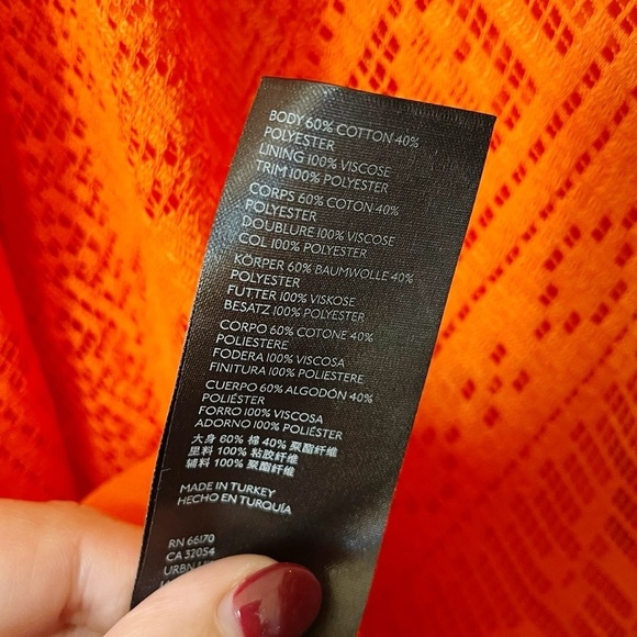 By Anthropologie Naranja Bright Orange Lace Maxi Dress Slip Small Beach Vacation - Picture 12 of 13